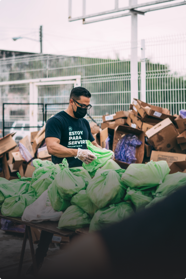 man doing volunteer work